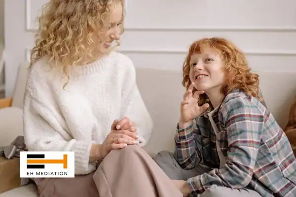 Happy mother and child after sorting child arrangements mediation Carlisle